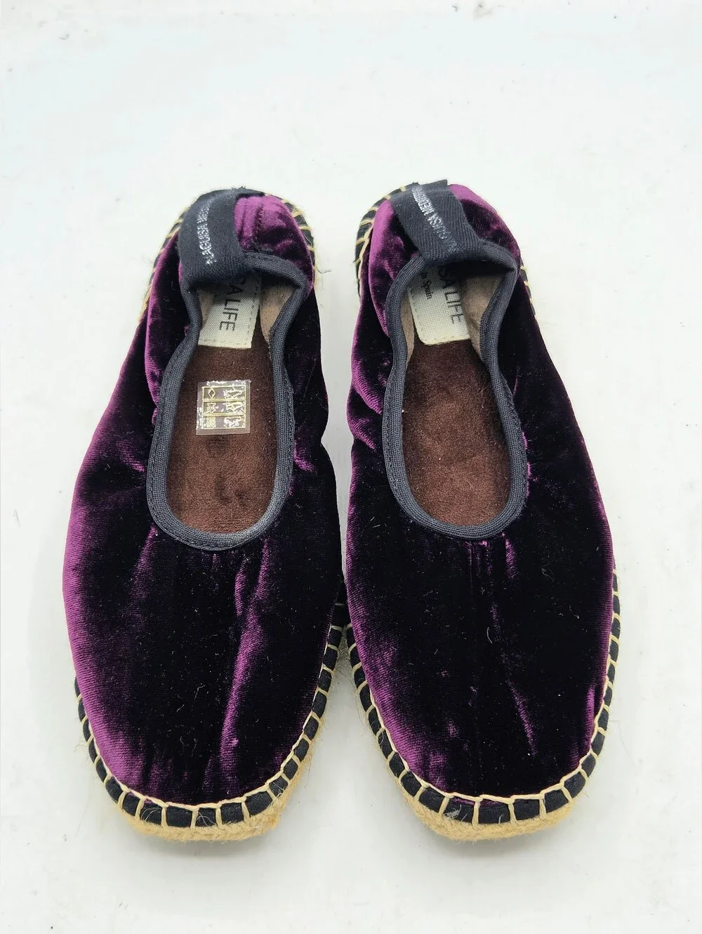 Anthropologie Naguisa Life Purple Velvet Allium Espadrille Flat Spain Sz 36 Boho